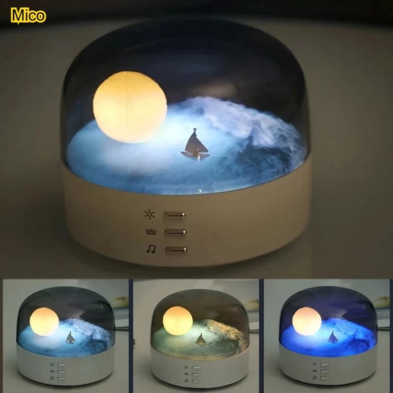 Mini Portable Bluetooth Speaker with Dimmable Light, High Fidelity Sound Wireless Player, Stylish Desktop Decoration