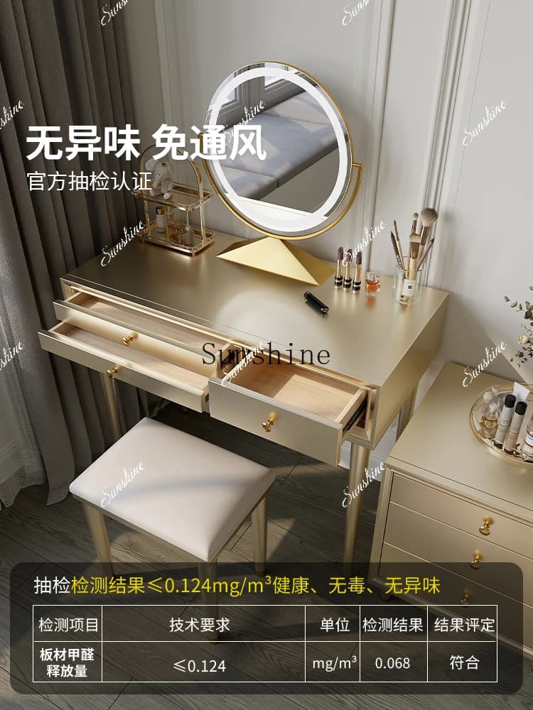 Solid wood dresser bedroom bedside small apartment special light luxury with mirror makeup  FT