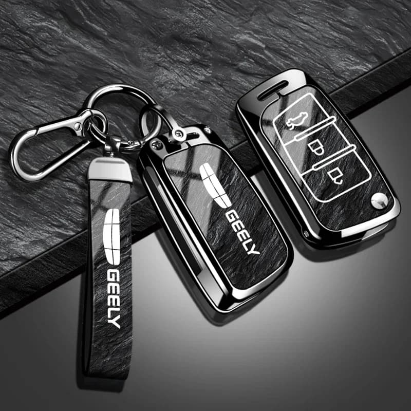 New Car Key Case Cover For Geely GX3 EC7 EC8 GC6 EC715 EC718 Emgrand7 EU7 EC7-RV EC718-RV Zinc Alloy TPU Stone Pattern Keychain