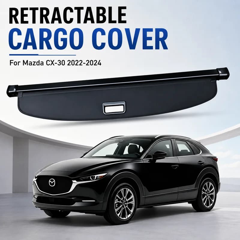 Retractable Cargo Cover Trunk Privacy Shade Rear Security Partition Anti-Theft Shield Organizer For Mazda CX-30 2022-2024