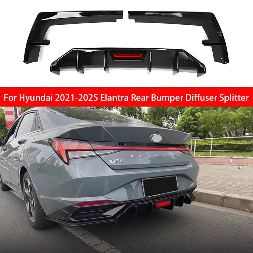 For Hyundai Elantra CN7 2021 2023 2025 Rear Bumper Diffuser Splitter Chin Spoiler Exhaust Pipe Bodykit Car Tuning Accessories