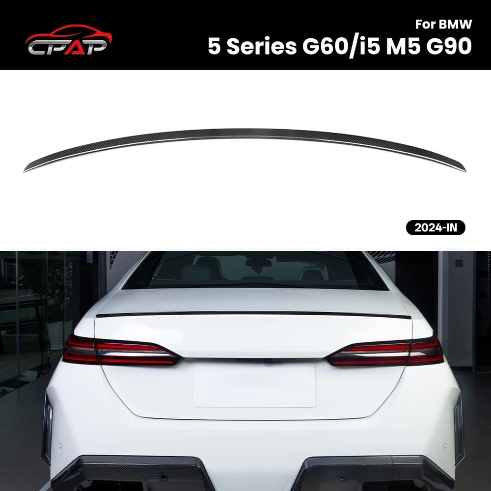Real Dry Carbon Fiber Car Rear Roof Trunk Spoiler Wing Accessories For BMW 5 Series G60 i5 M5 G90 2024-IN M5 Style