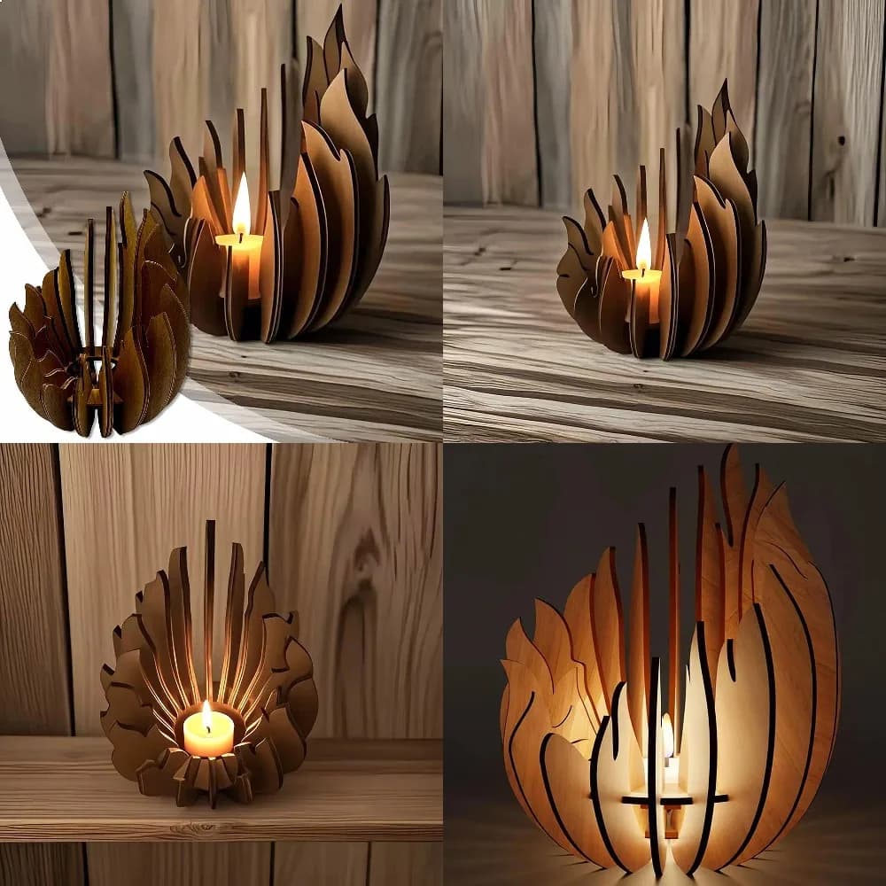 Wooden Candle Holder,Handcrafted Wooden Candlestick Gift Home Decor,Modern Minimalist Wooden Candle Holder For Living Room