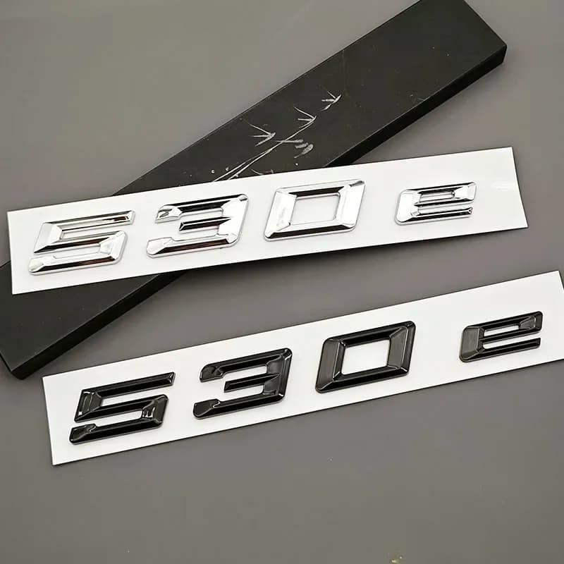 3D ABS Chrome Black Car Letters Logo 530e Rear Trunk Badge Emblem Sticker For 530e G60 G61 G30 G31 Auto Tail Accessories