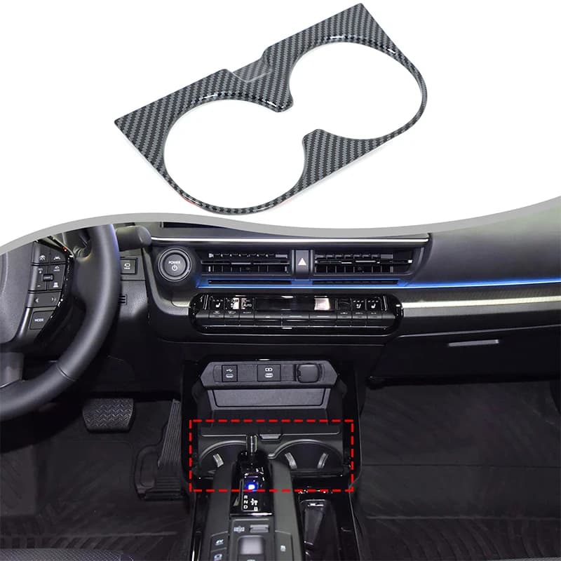 For Toyota Prius XW60 2023-2025 Car Front Water Cup Decorative Frame Drink Cup Cover Sticker ABS Carbon Fiber Car Accessories