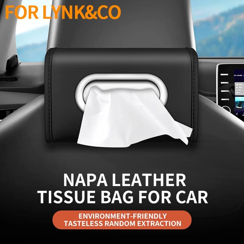 Car Seatback Tissue Organiser Box For LYNK&CO 01 Phev 02 03+ 05 06 09 EM-P PHEV 09 Sun Visor Console Interior Hanging Tissue Bag