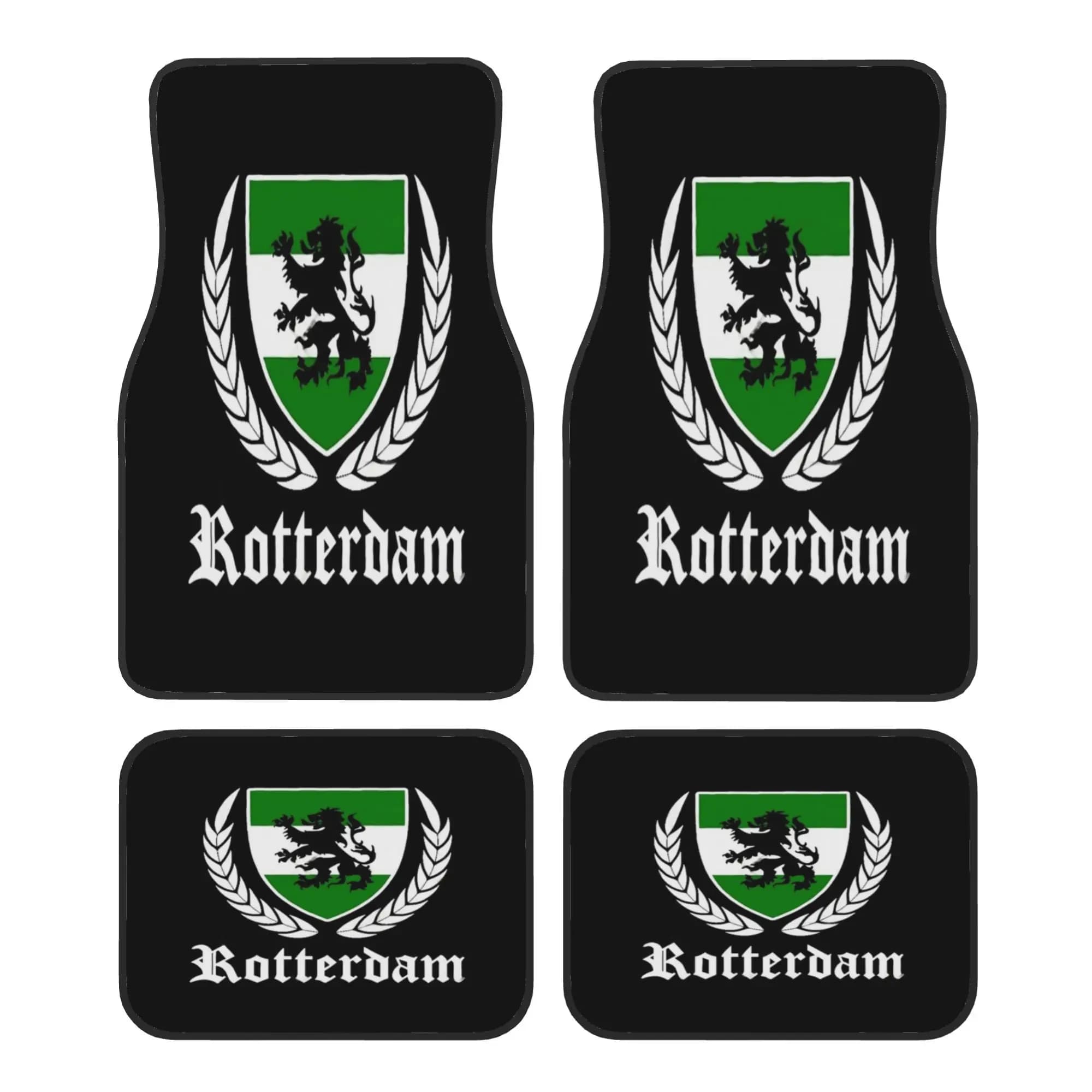 4Pcs Rotterdam Crest Car Mats, durable & universal. Playful design, nice car accessories and holiday gifts. driver, interior
