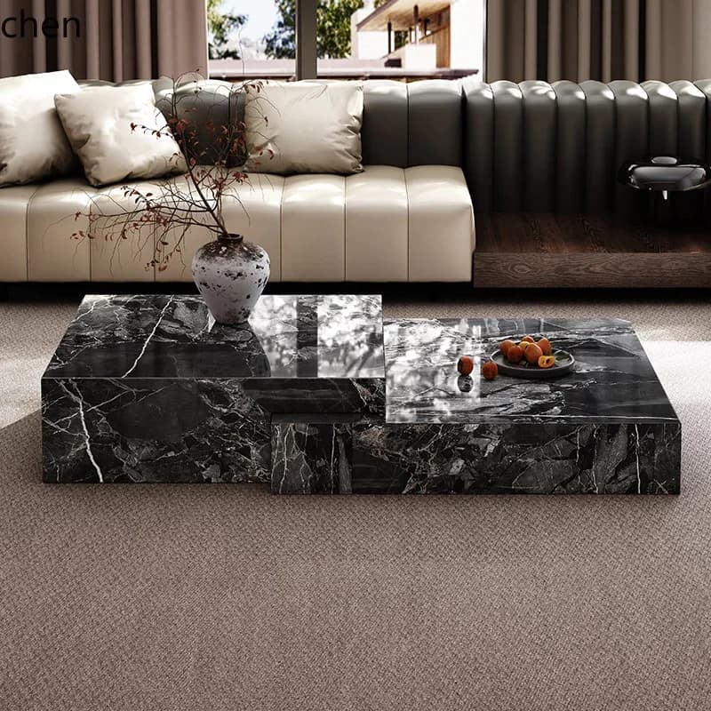 y8- Living Room Small Apartment Minimalist Rock Slab Tea High-end Feel High-end Solid Wood