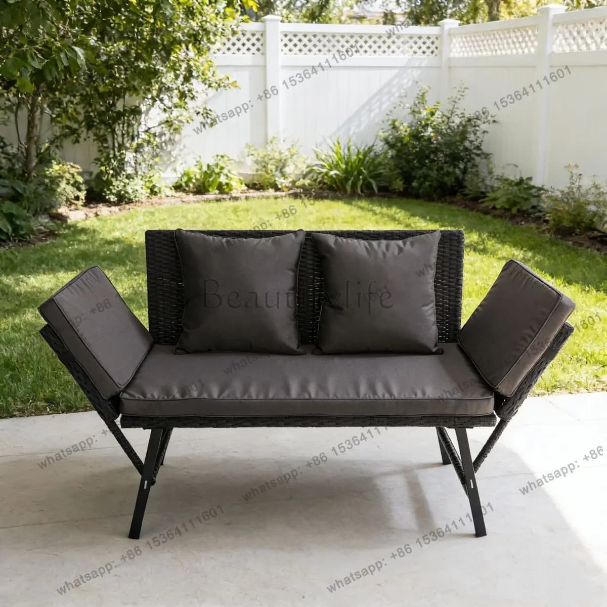 PG Outdoor Leisure Double Chair Indoor Rattan Outdoor Home Balcony Garden Bench