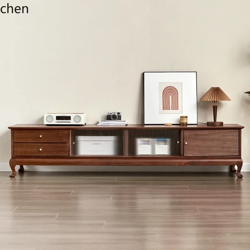 Retro TV Cabinet Simple Modern Home Living Room Floor-standing TV Cabinet Small Apartment Floor Cabinet