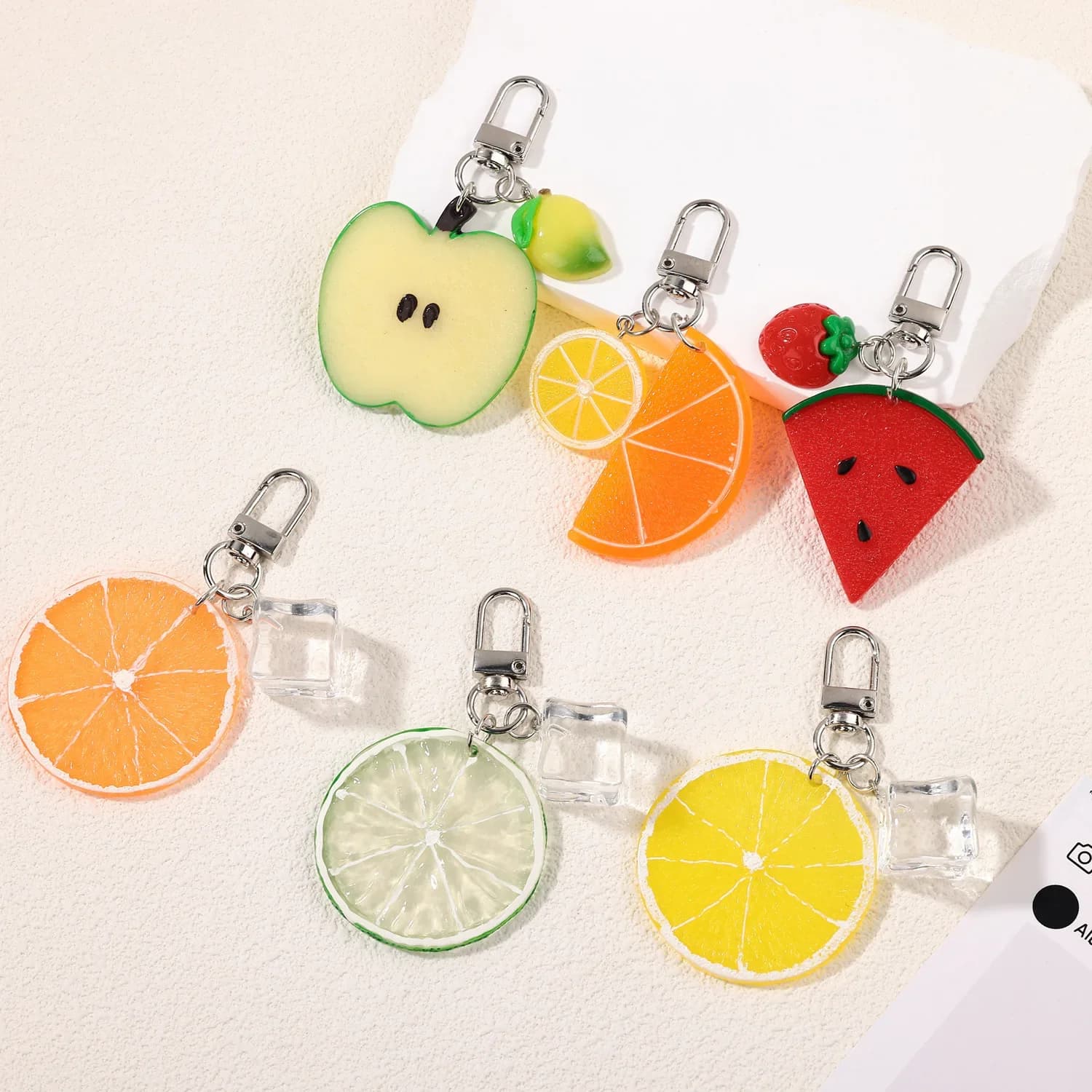 Llavero  melón, llavero  frutas, rodajas  melón, manzana y limón, molos  alimentos, llaveros divertidos, coración pa