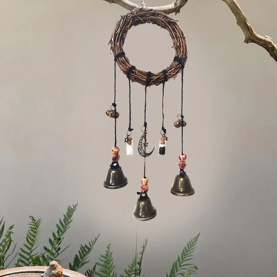 Classic Witch Protection Bell Black and White Wishing Bottle Spiritual Amulet Home Hanging Ornament