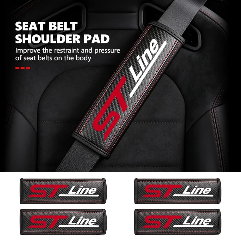 2pcs Carbon Fiber Seat Belt Cushion Cover Car Interior Decoration Safety Pad for Bronco Edge Ranger Everest Puma Mondeo Kuga