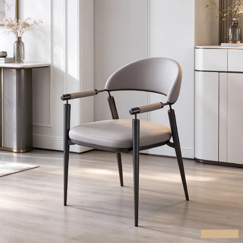 Nordic Italian Leather Dining Chair High End Light Luxury Designer Backrest Stool Modern Home Restaurant Furniture