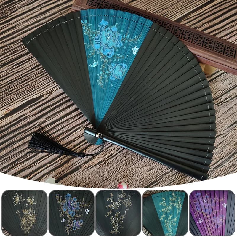Classical Japanese Style Bamboo Fan Classical Hollow Female Folding Hand Fan Vintage Style Art Craft Gift Home Decor Ornaments