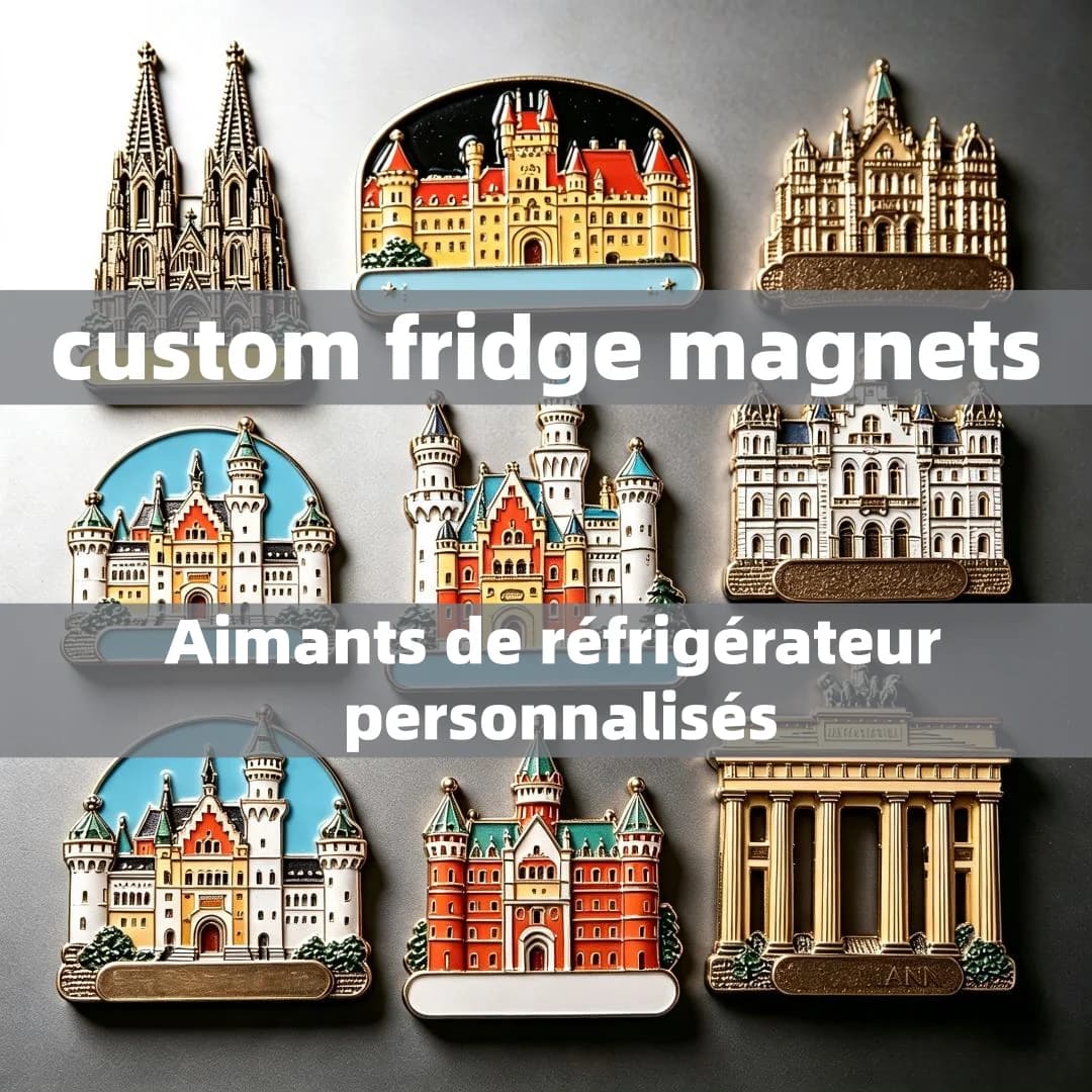 Custom Fridge Magnets OEM Zinc Alloy Landscape Decorative Personalized  Metal 3D Antique Gold Enamel Craft Refrigerator Magnet
