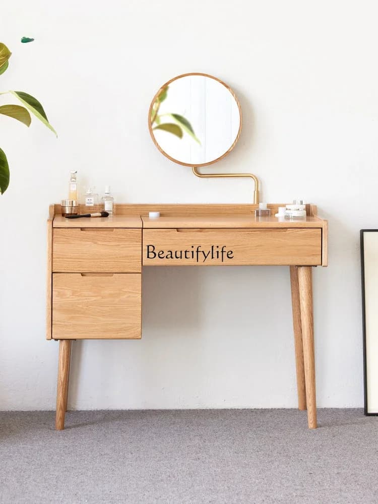 x4 Solid Wood Dresser Modern Minimalist Small Apartment Bedroom Oak Makeup Table