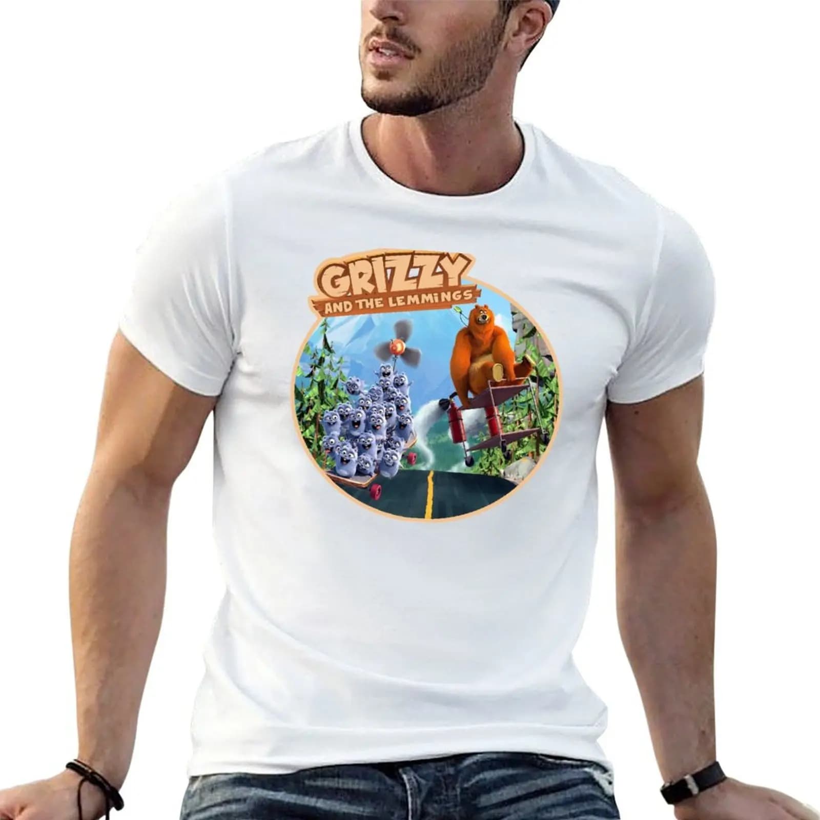 grizzy and the lemmings T-Shirt shirts graphic tee shirts graphic black t-shirts for men