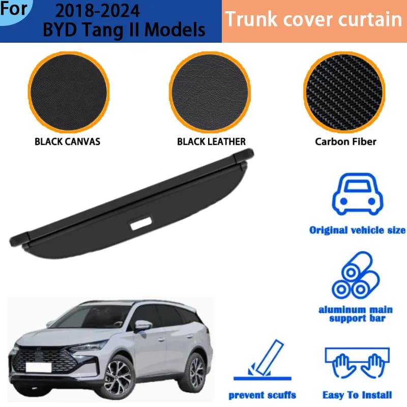 Suitable for 18-24 BYD Tang II Models Trunk Curtain, Rear Trunk Storage Partition, Bezel, Interior Modification Accessories