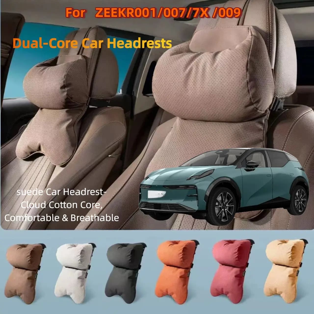 Dual-Layer Breathable Car Headrest For ZEEKR 001/007/7X/009  Double Layer Neck Shoulder Support 4 Seasons Univers