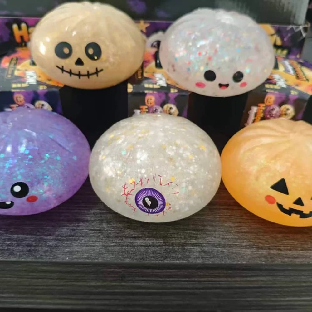 1pc Halloween Colorful Dumpling Stress Balls Stress Relief Fidget Sensory Gift for Holiday & Birthday Gifts Stretchy Desk Thing
