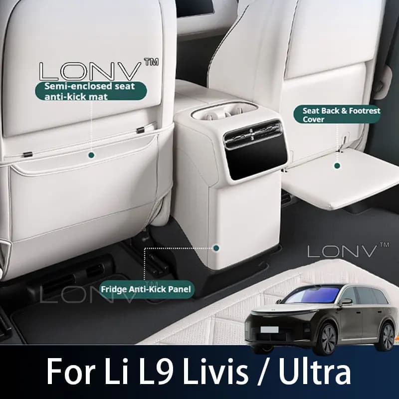For Li L9 Livis / Ultra 2026 2027 Car Seat Anti-Kick Pad Mat Leather Rear Row Protection Pad Scratch Dirt Resistant Acccessories