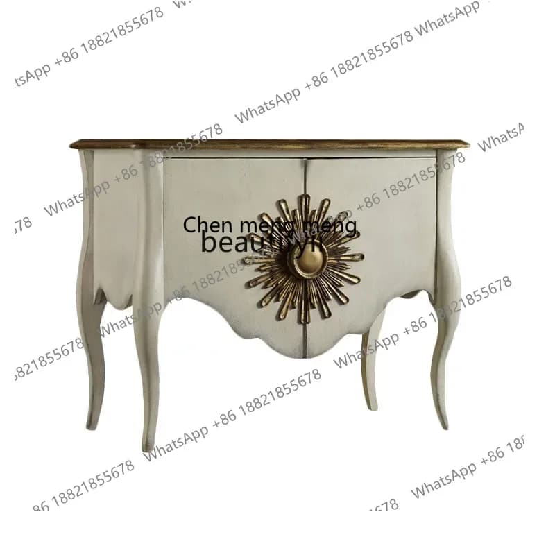 X CQYAmerican neoclassical European-style engraved solid wood dining side cabinet entrance cabinet, French retro decorative cabi
