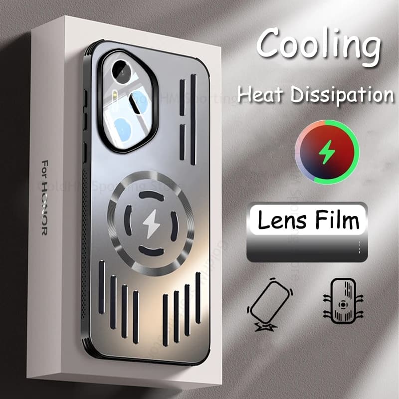 Lens Film Protector For Honor 300 Ultra GT 100 200 Pro Cooling Heat Dissipation Metal Matte Case For Magic 7 6 Pro Hollow Cover
