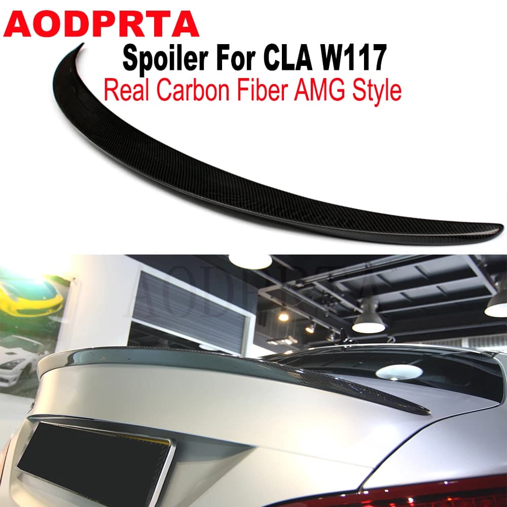 AMG Style Real Carbon Fiber Rear Boot Trunk Wing Ducktail Spoiler For Mercedes Benz CLA Class W117 CLA250 CLA45 2013-2019