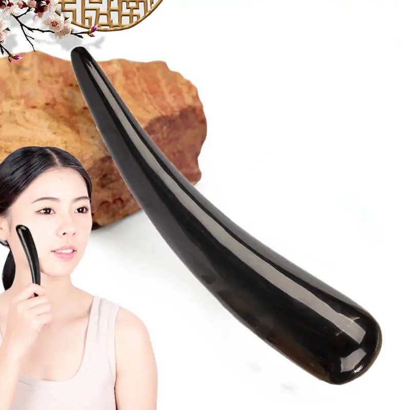 15CM Full Black Buffalo Horn Massage Acupuncture Sticks Chinese Medicine Health Treating Tools L007