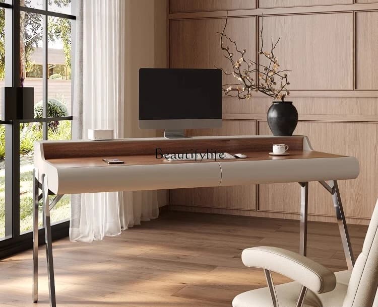 Desk Italian minimalist household simple walnut modern light luxury computer desk