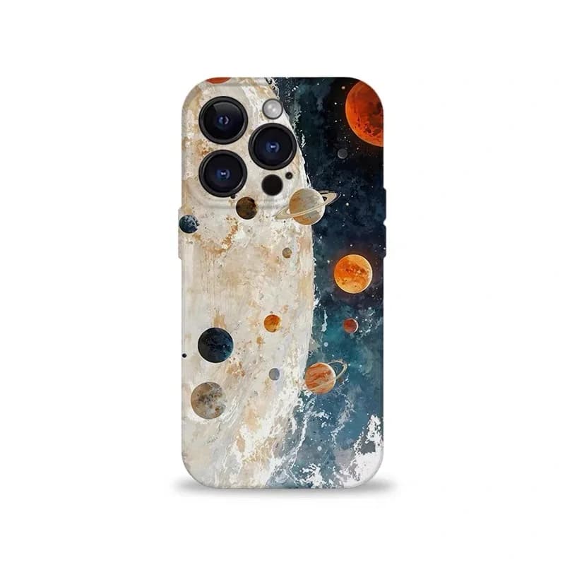 Ins Art Planet Oil Painting Phone Case for IPHONE 17 Air 16E 15 PROMAX 14 Plus 13 12 MINI 11 PRO 16Plus XR Acrylic Phone Cover