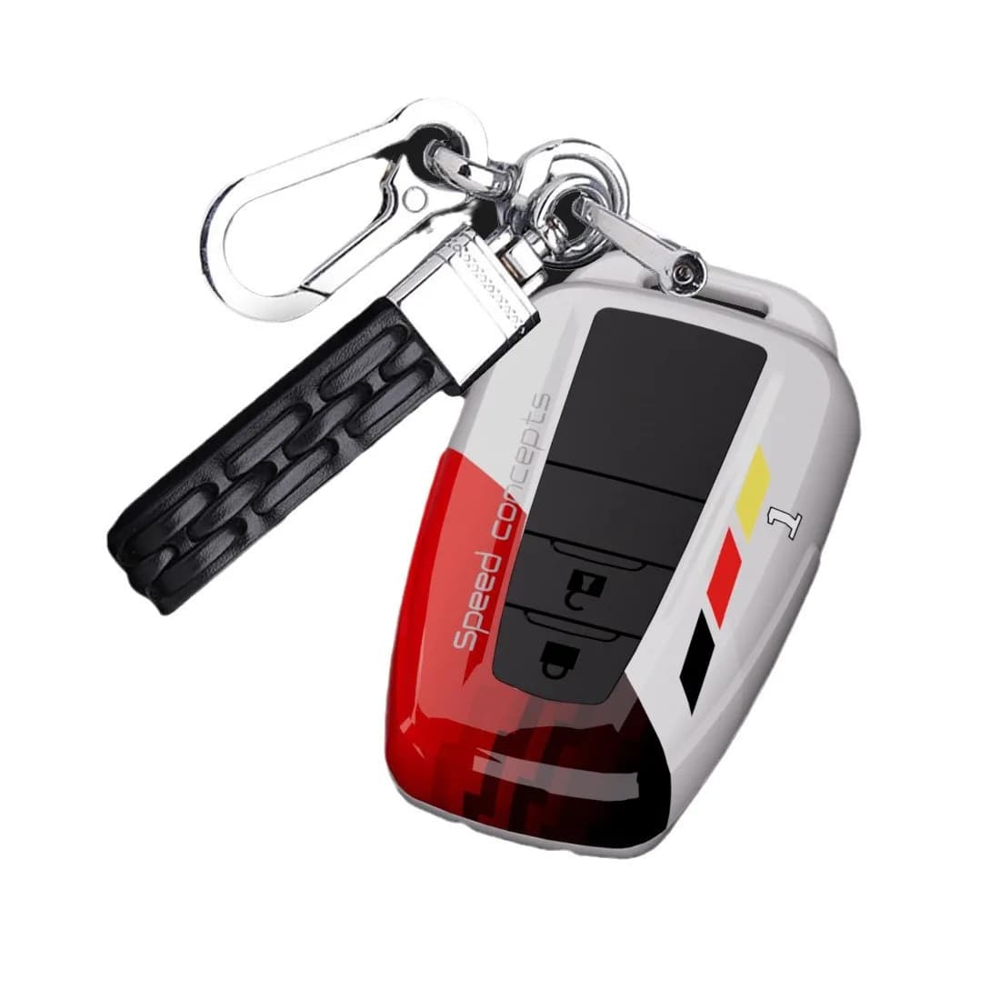 For Toyota Prius/Aqua/C-HR/IZOA Key Fob Cover, Carbon Fiber Texture Key Case with Metal Keychain - Anti-Scratch Protective Shell