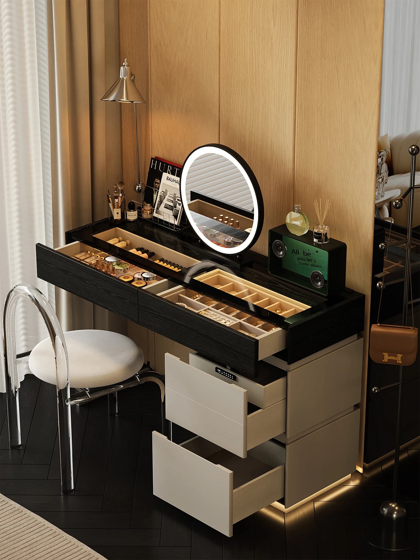 LTT Italian minimalist dresser chest cabinet integrated small apartment bedroom makeup table locker