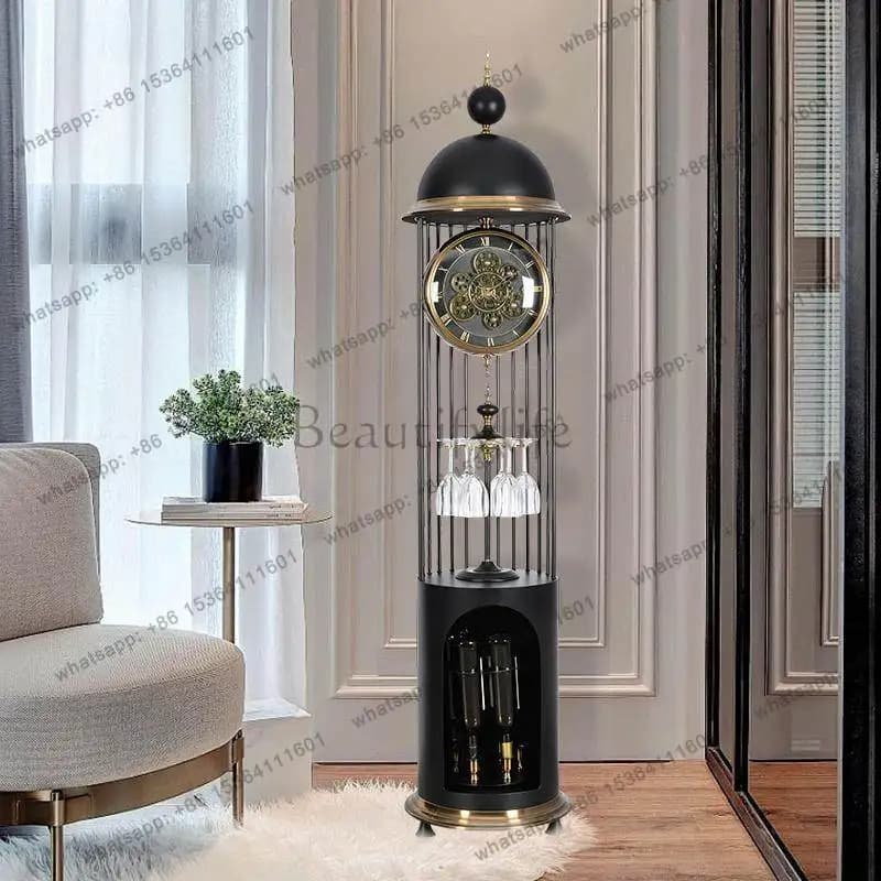 European floor clock Chinese retro large ornament vertical clock American creative mute