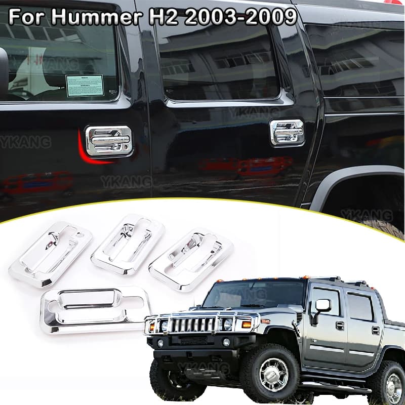 For Hummer H2 2003-2009 Auto Accessories ABS Bright Silver Car Exterior Handle Door Bowl Cover Decorative Sticker