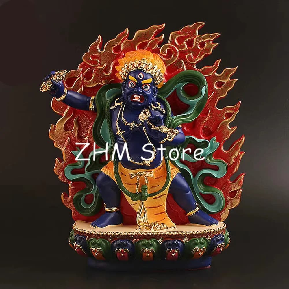 Big 20cm Vajrapani Bodhisattva Buddha Statues Tantric Buddhism Hand-painted Statues of The Mountain God Buddha Figurine
