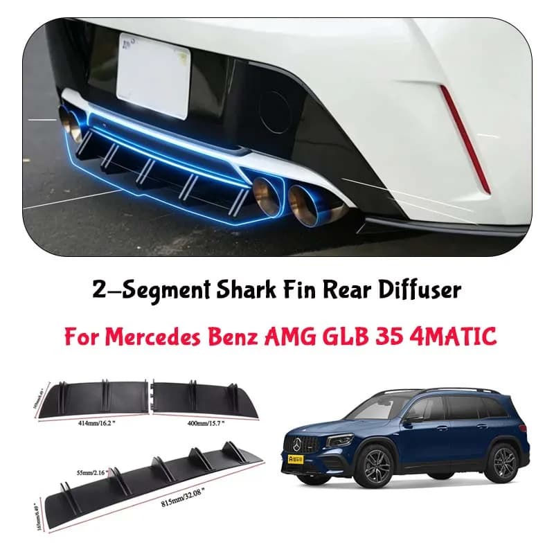 For Mercedes Benz AMG GLB 35 4MATI Shark Fin Rear Diffuser Split Chassis Spoiler Auto Aerodynamic Parts Aerodynamic Modification