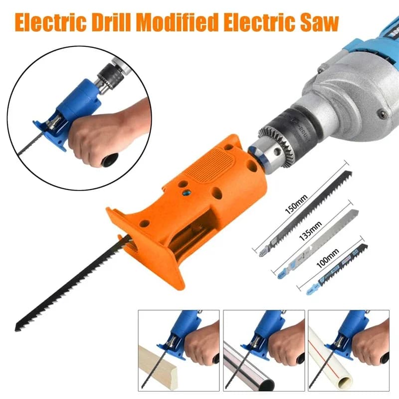 Reciprocating Saw Attachment Adapter Change Electric Drill Into Reciprocating Saw for Wood Metal Cutting