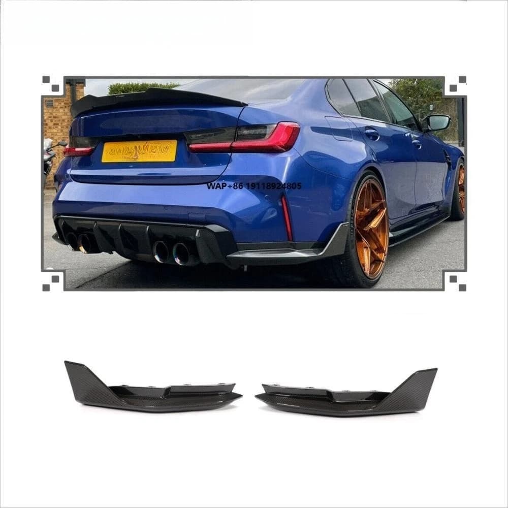 Fits for  G80 M3 Sedan 2021UP Dry Carbon Fiber Rear Bumper Splitters Canard Fins