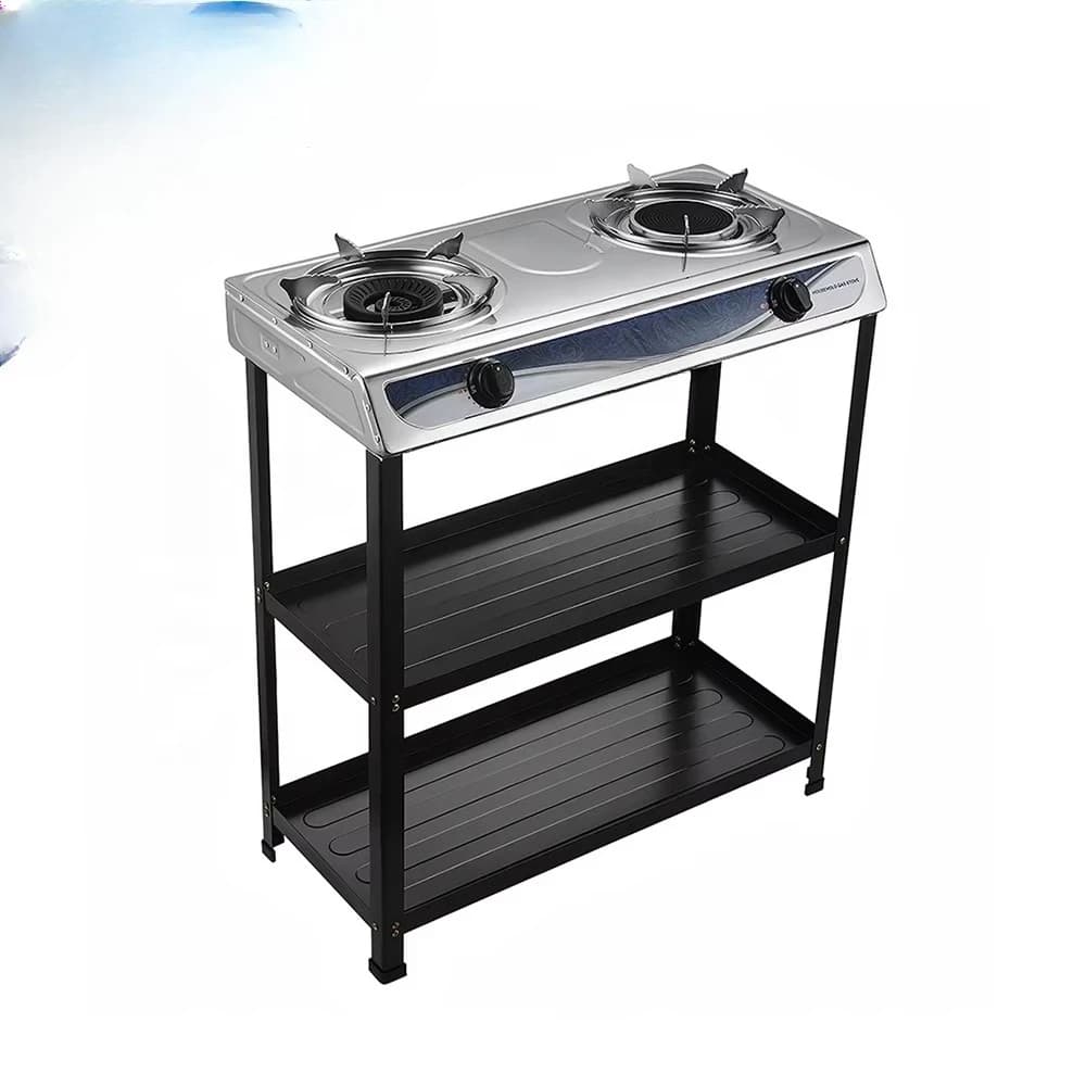 Compact Stainless Steel 2-Burner     Stove Stand for Outdoor Cooking Kitchen Space Saving Freestanding     Cooker