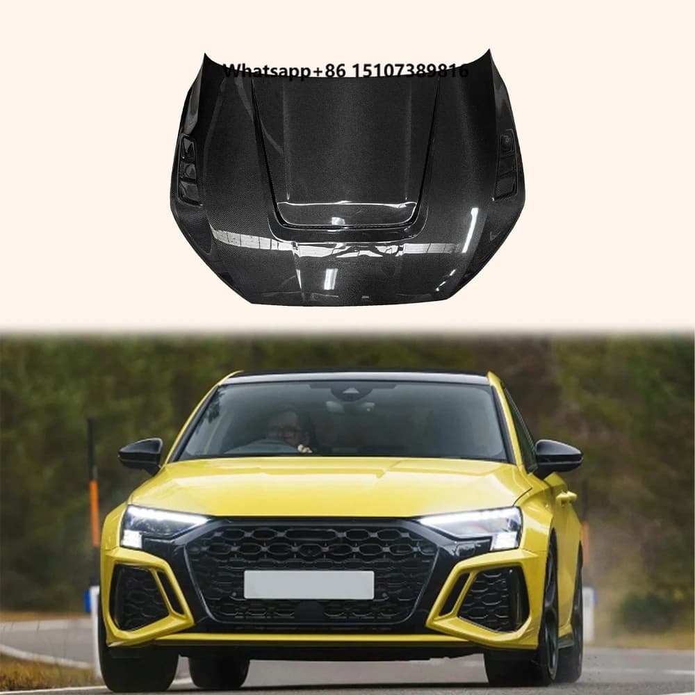 For Real RS3 8Y 21-24 Sprtback Carbon KZDA Style Front Vented Cooling Hood