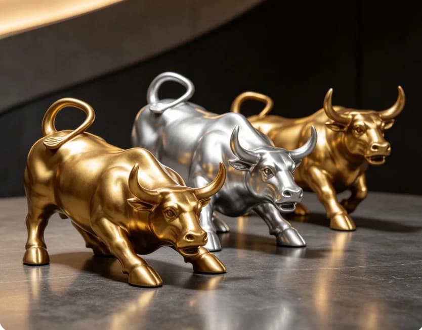 Creative Bull Statue Decoration Stock Market Mascot Gold OX Sculpture Nordic Animal Resin Statue Home Office Decoration