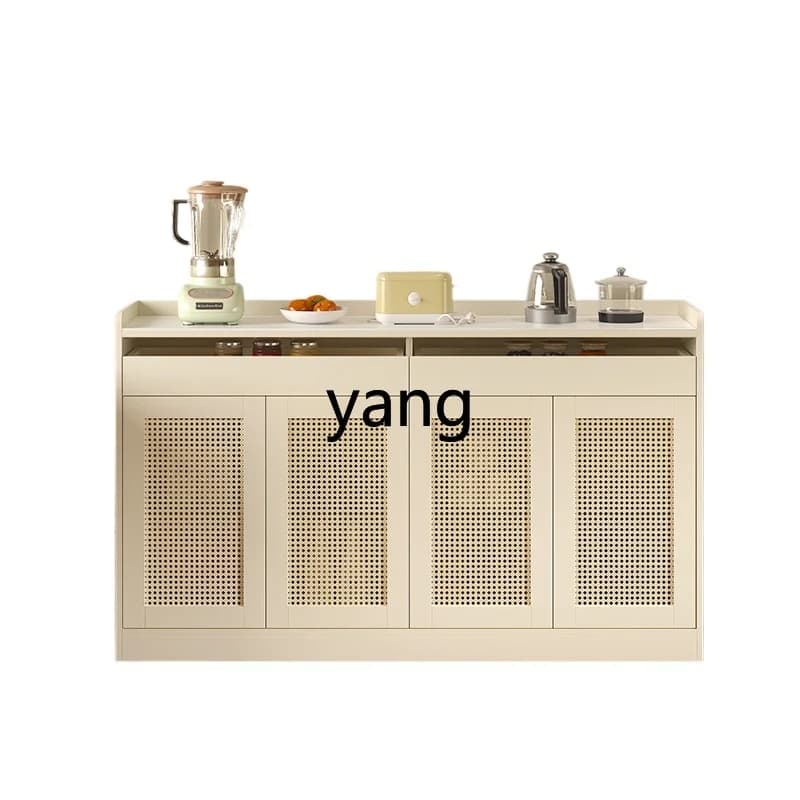 LHH cream wind imitation rattan woven rock slab dining side cabinet living room tea cabinet kettle integrated