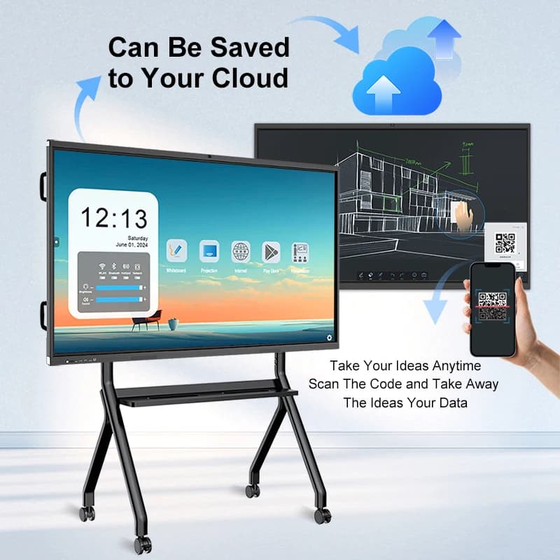 Smart Interactive 55" 40-Touch-Point 4K Whiteboard Touch Screen Flat Panel for Classroom Teaching and Student Use