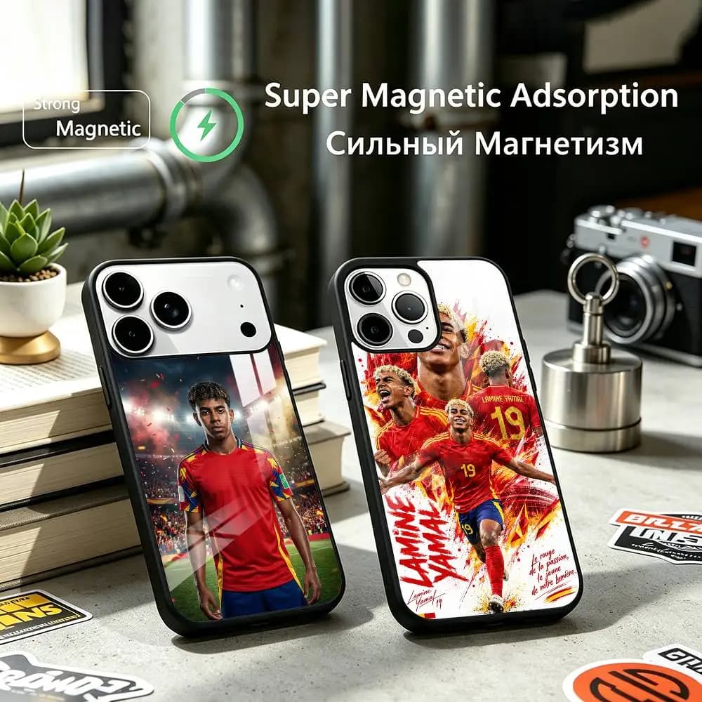 Lamine Yamal Soccer Star 19 Phone Case For iPhone17,16,15,14,13,12 Plus,Pro Supports Magnetic Wireless Charging
