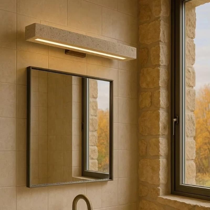 Modern Light Emitting Diode Makeup Lights Wall Mounted Bedroom Size Natural Travertine Spray Painted Modern Bathroom Mirror