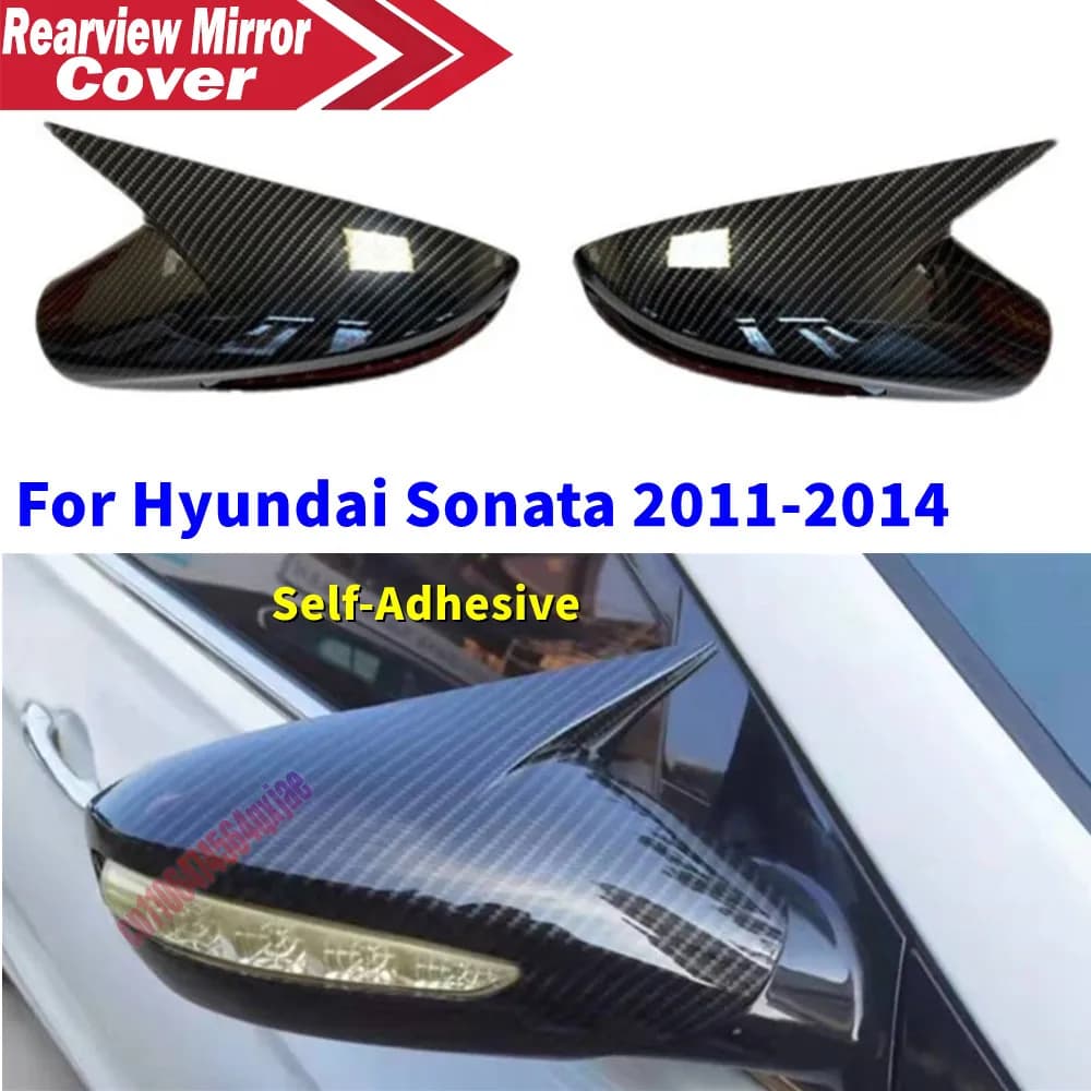 For Hyundai Sonata DN8 2011-2014 Car Rearview Side Mirror Cover Wing Cap Exterior Door Adhesive Trim ABS Carbon