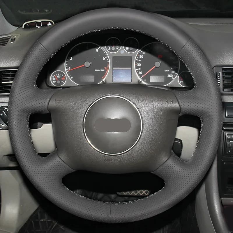 CARDAK Black Artificial Leather Hand-stitched Car Steering Wheel Cover for Audi A6 2000-2004 Audi A3 2000-2003 A4 B6 2002