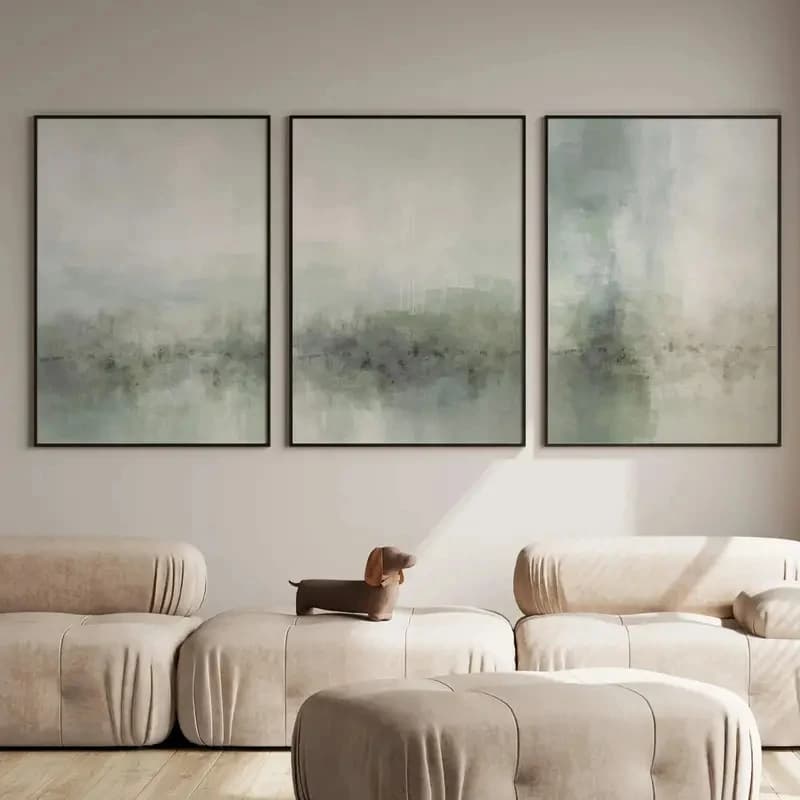 3pcs/Set Abstract Green Natural Landscape Canvas Poster Picture Wall, Modern Living Room, Dining Room and Home Decoration Print